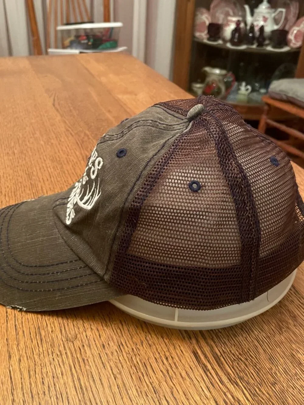 Rifles Racks and Deer Tracks Dark Olive/Brown Hook and Loop Trucker Hat Cap